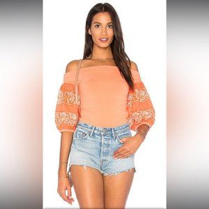 EUC Free People Coral Balloon Sleeve Top Size Small